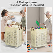 Collapsible Laundry Basket with Wheels and Handle