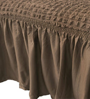 Bubble Frill Couch Cover-Light Brown