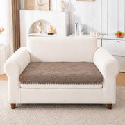 Rabbit Plush Sofa Mat Floral Design - Mocha