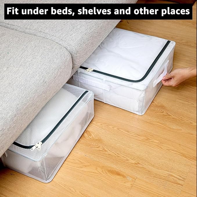Foldable Transparent Storage Bags with Stainless Steel Frame (Blue, 24L)