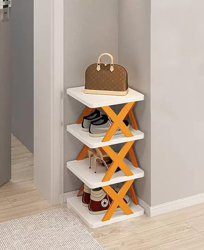 4 Tier Shoes Storage Cabinet for Saving Space-Orange
