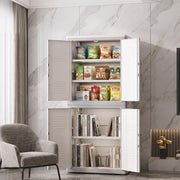 Plastic Wardrobe Storage Cabinet, Multipurpose Clothes Organizer with Shelves & Doors