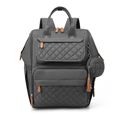 Baby Diaper Bag Maternity Backpack Quilted- Dark Grey