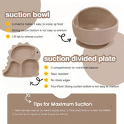 9 Pcs Silicone Baby Feeding Set | Dinosaur Divided Plate