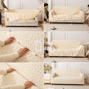 Jacquard Fabric Texture Sofa Cover 220 GSM Sofa Slipcover-Camel