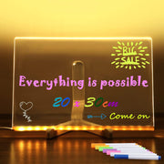 Acrylic Light Letter Message Board With Color Pens