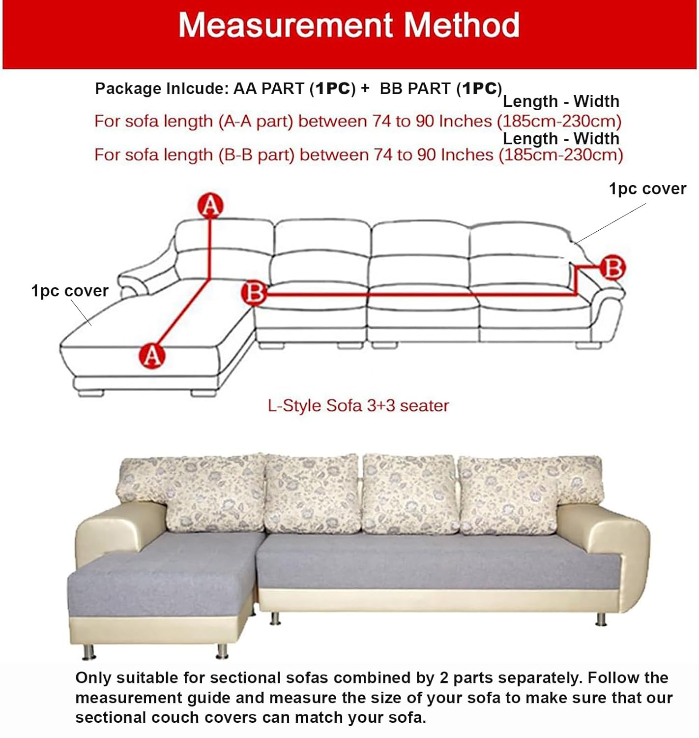 Universal Sectional Sofa Covers L - Shape 220 GSM (Pastel Green)