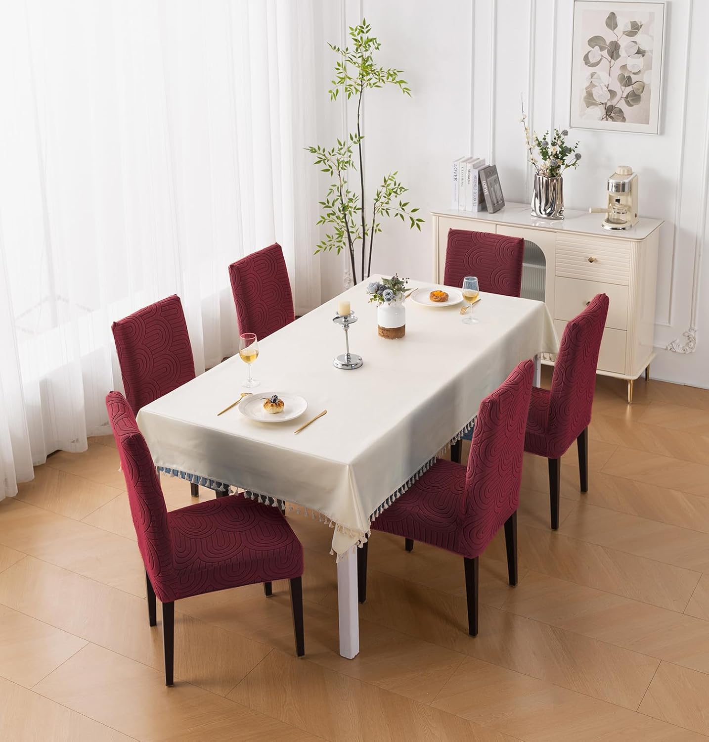 Premium Stretch Chair Cover – 220 GSM Jacquard Fabric (Maroon)