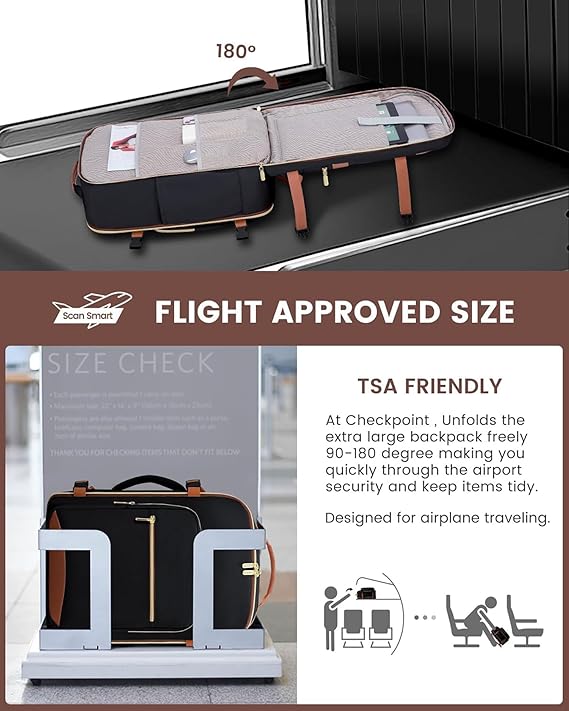 40L Travel Backpack Airline Cabin Carry-On Weekender with 3 Packing Cubes