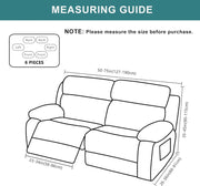 Recliner 6 Pieces Couch Covers for 2 Seats Reclining Sofa Slipcovers