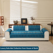 Rangoli Series Chenille Bohemia Couch Cover Quilted Non-Slip Washable Sofa Slipcover (Blue)