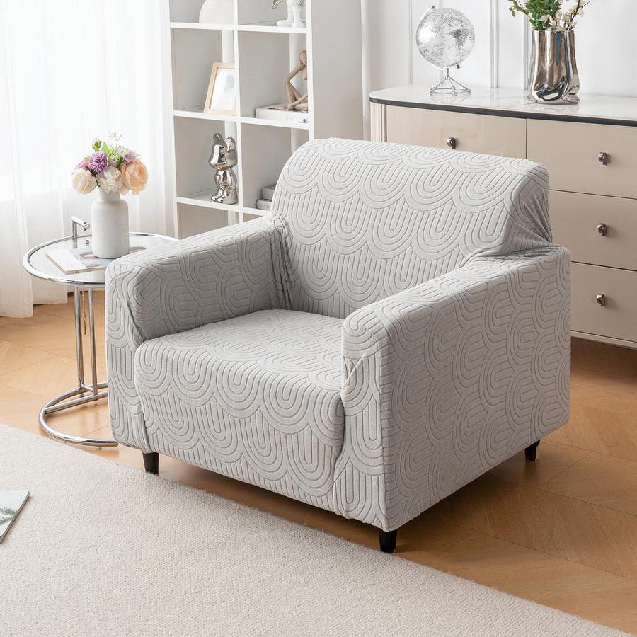 Premium Jacquard Fabric 220 GSM Sofa Cover – Soft, Stretchable (Grey)