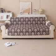 Quilted Printed Sofa Cover for Indian Sofa Set – Washable (Black Motif)