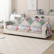 'Aura Petal Series' Quilted Sofa Mat Printed – Anti Slip (Flora Jade)
