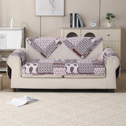 'Aura Petal Series' Quilted Sofa Mat Printed – Anti Slip (Boho Brown)