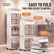 4 Layer Narrow Gap Storage Cabinet with Wheels - Cream