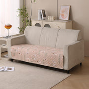 Reversible Printed Quilted Sofa Cover Mats for 1/2/3/4 Seater Sofa Cover- Beige Blush