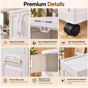 Folding Plastic Storage Cabinet with Wheels - White