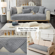 3D Striped Rabbit Plush Soft Sofa Mat Anti-Slip Fuzzy Plush- Grey