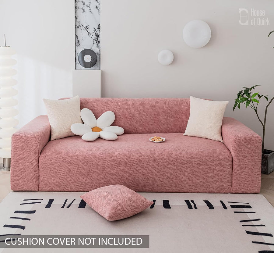Universal Jacquard Fabric Sofa Cover- Pink