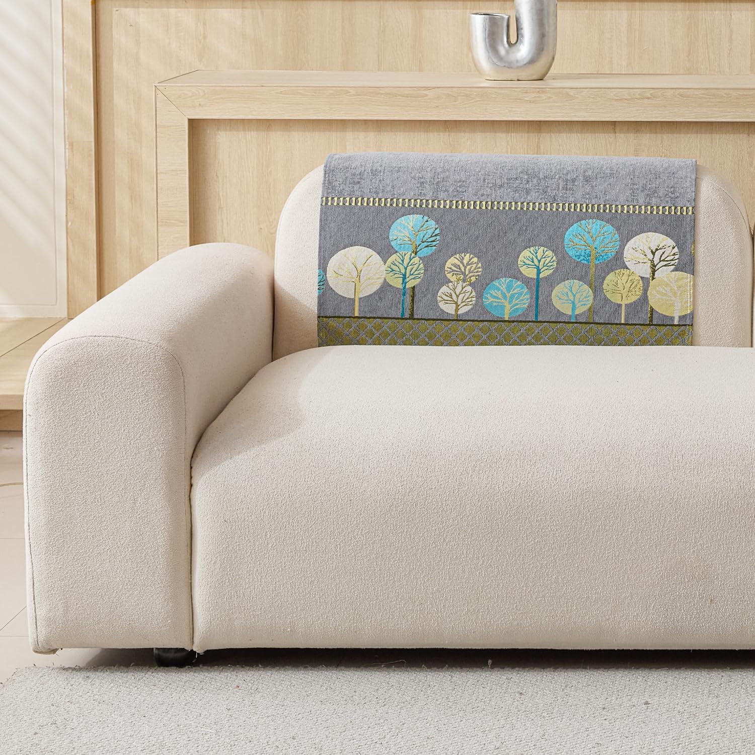 Moontree Series Chenille Jacquard Couch Cover – Quilted Non-Slip Washable Sofa Slipcover (Grey)