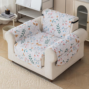 Gulnaar Series Anti-Slip Sofa Cover Mat with Pocket – Polyester Couch Protector(Blush Meadow)
