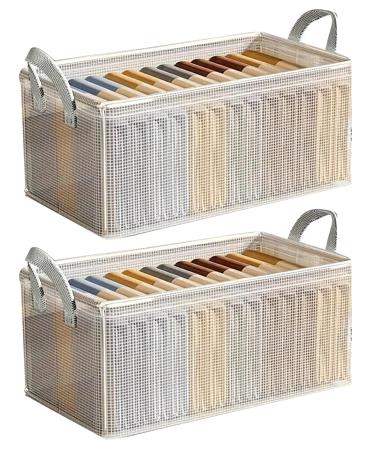 Durable Linen Closet Organizers and Foldable Storage Baskets (Transparent)