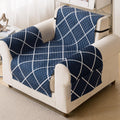 Quilted Printed Sofa Cover for Indian Sofa Set – Washable (Blue Diamond)