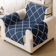 Quilted Printed Sofa Cover for Indian Sofa Set – Washable (Blue Diamond)