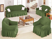 Bubble Frill Couch Cover-Green