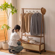 Wooden Floor Standing Clothes Hanger Rack