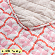Printed Quilted Sofa Cover for 1/2/3/4 Seater Anti-Slip-Peach Blush