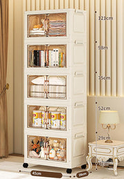 Storage Cabinet with Wheels, Rolling Organizer for Home ( 55CM, Cream)