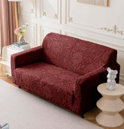 Universal Jacquard Waterproof Camellia Fabric Sofa Cover (Maroon)