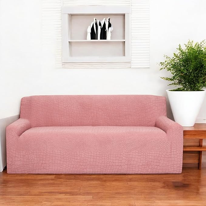 Universal Crocodile Texture Jacquard Fabric Sofa Cover (Pink)