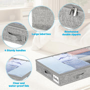 Under Bed Storage Drawer 48 Litre, Lightweight Clear Lid & Water-Resistant (Grey)