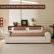 Waffle Quilt Corduroy Chenille Sofa Cover – Quilted, Non-Slip, Washable & Durable Protector (Tan)
