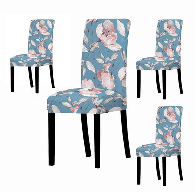 Elastic Chair Cover (Teal Blue Flower)