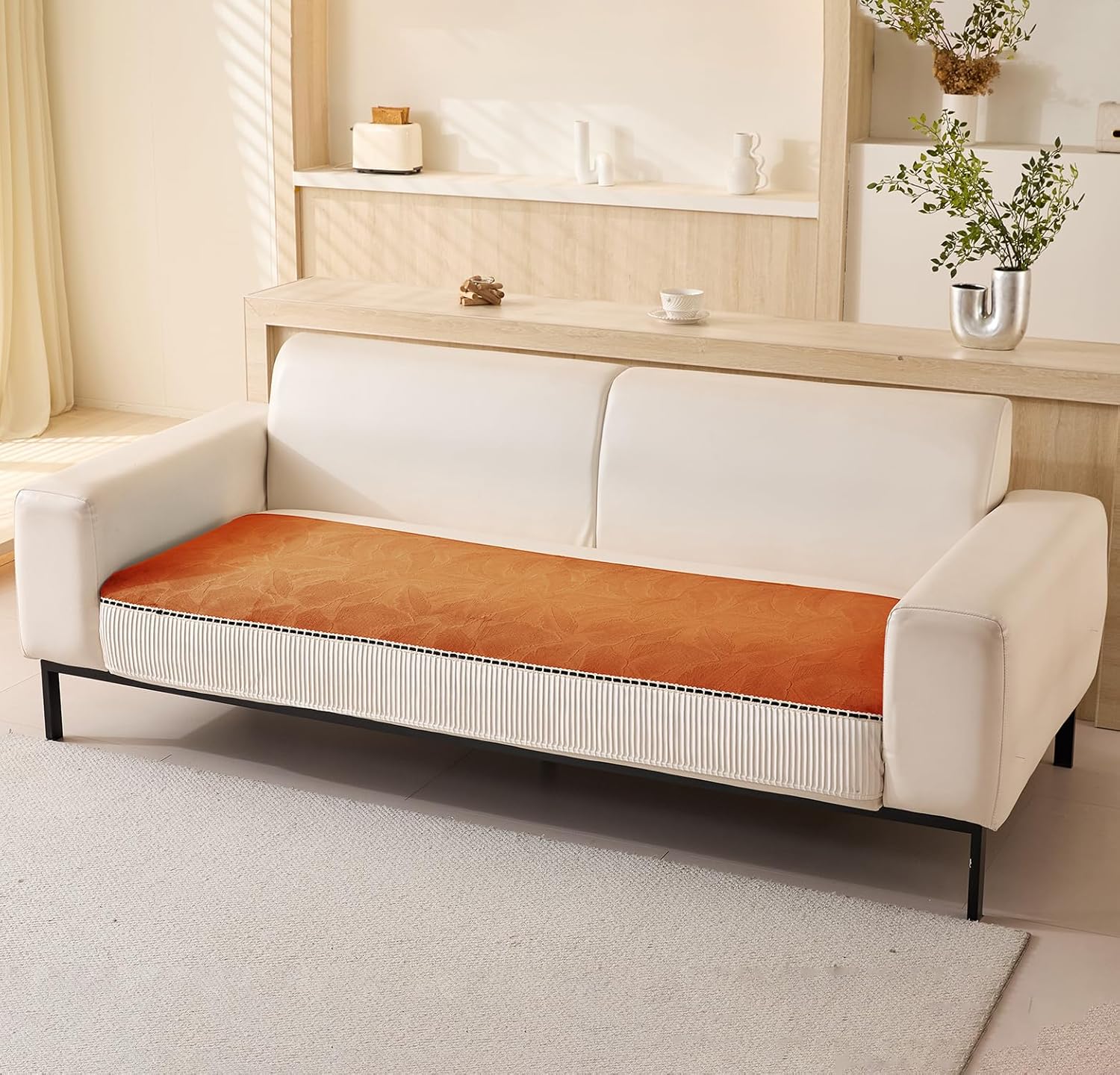 Sofa Cover Mat Autumn Pattern Chenille Fabric (Tan)