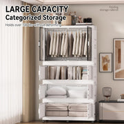 Folding Plastic Wardrobe with Wheels - White (No Installation Required)