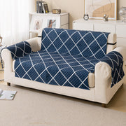 Quilted Printed Sofa Cover for Indian Sofa Set – Washable (Blue Diamond)