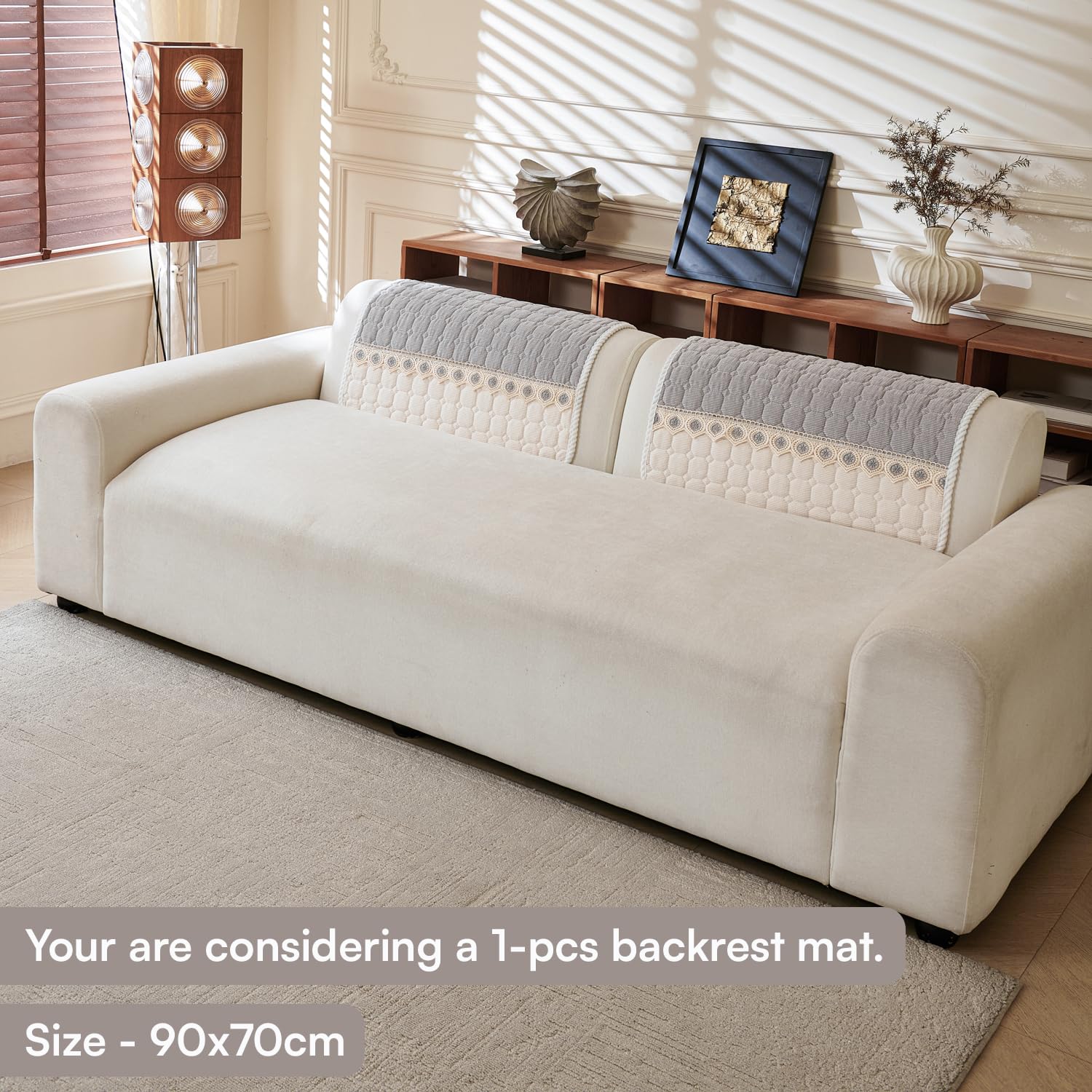 Waffle Quilt Corduroy Chenille Sofa Cover – Quilted, Non-Slip, Washable & Durable Protector (Grey)