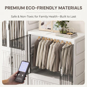 Folding Plastic Wardrobe with Wheels - White (No Installation Required)