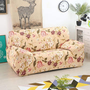 Printed Sofa Cover - Beige Flower Pink Green