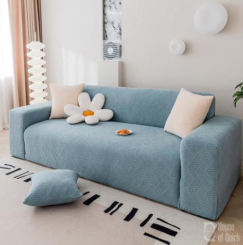 Universal Jacquard Fabric Sofa Cover- Light Blue
