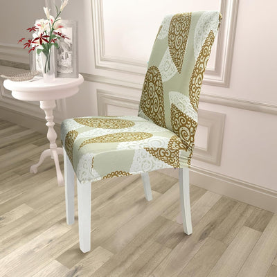 Printed Elastic Chair Cover (Gold Paisley)