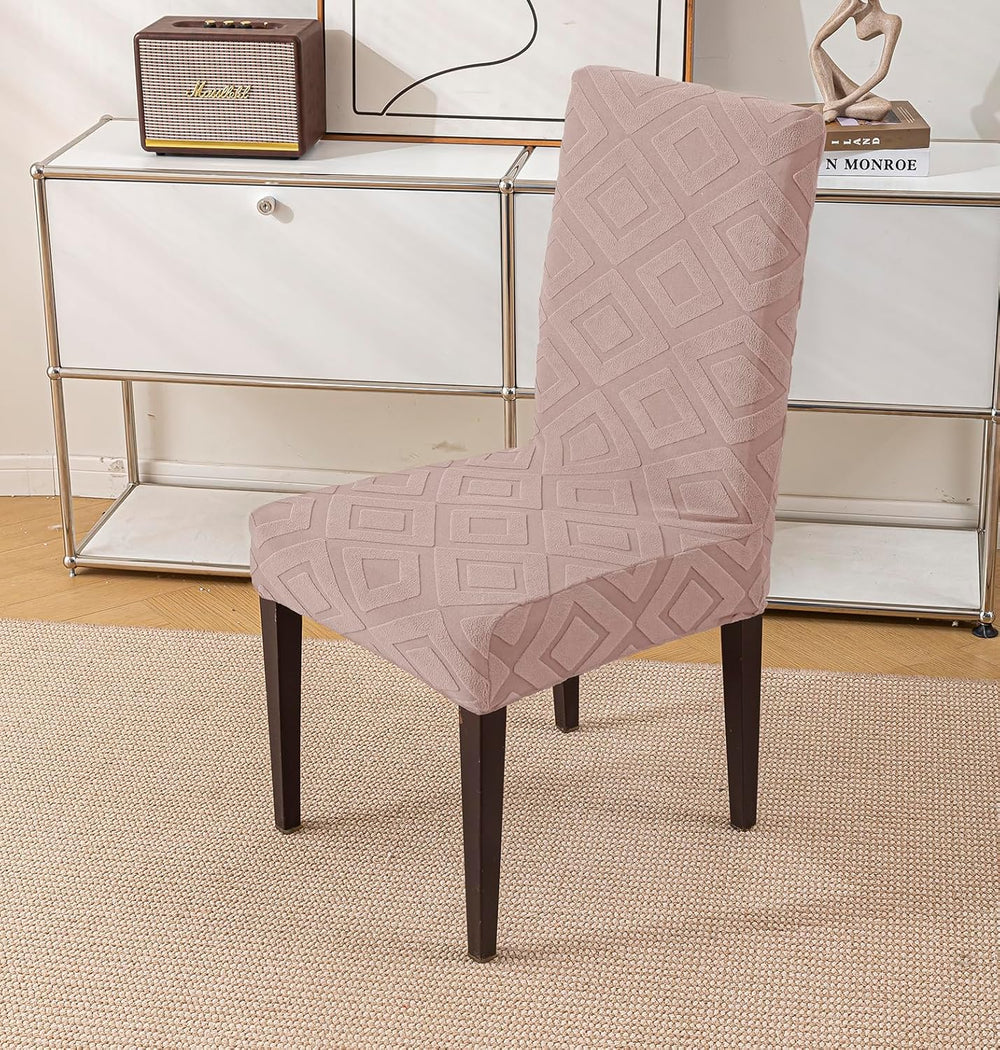Stretchy Universal Jacquard Fabric Diamond Texture 220 GSM Chair Cover-Pink