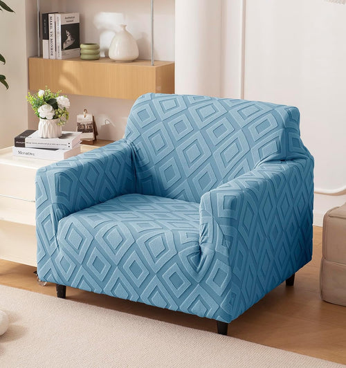 Jacquard Fabric Diamond Texture Sofa Cover 220 GSM (Blue)