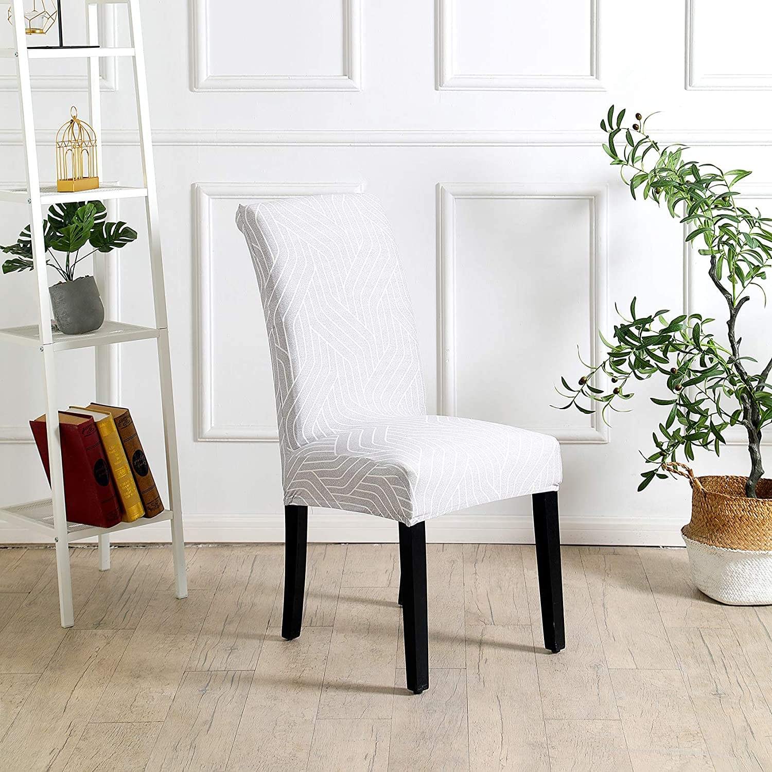 Polyester Spandex Printed Chair Cover Slipcover (Complex Grey)