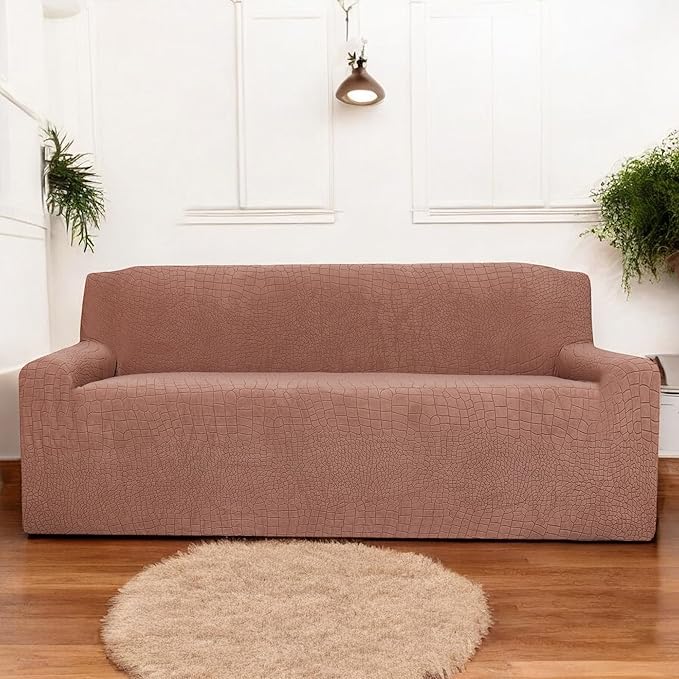Universal Crocodile Texture Jacquard Fabric Sofa Cover (Coffee)
